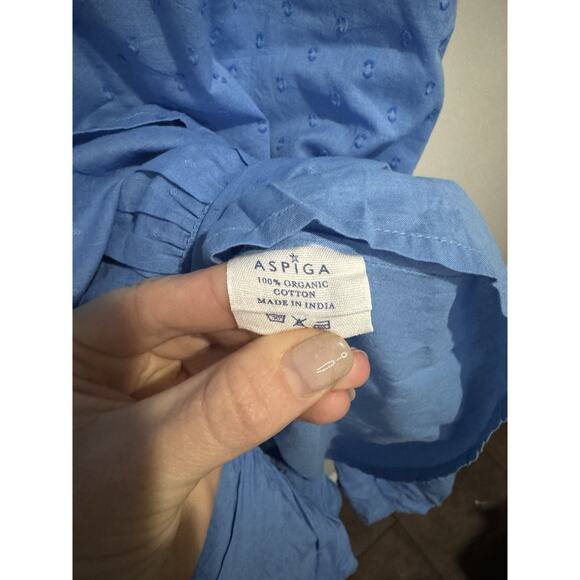 Aspiga Ruby Lace Embroidered Midi Dress Blue S V Neck Organic Cotton Small - Picture 5 of 10